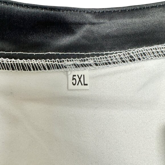 Snowflake Print Womens Top fits like 3XL US Black White LS V-Neck Poly Spandex - Picture 6 of 8